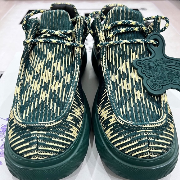 Burberry EKD Check Print Platform Creeper Embroidered Fabric Lace Up Derby Shoes - Picture 6 of 11